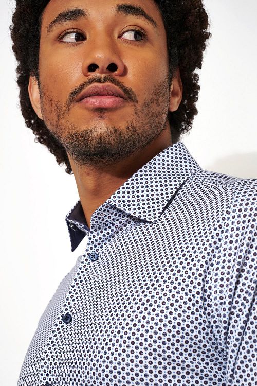 Desoto Shirt Print Blue Model / Detail