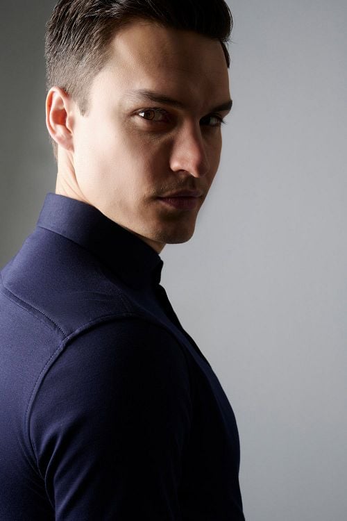 Desoto Essential Shirt Hai Jersey Navy Model / Detail