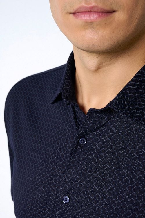 Desoto Short Sleeve Jersey Shirt Print Navy Model / Detail