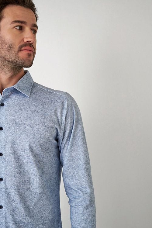 Desoto Shirt Flanel Melange Light Blue Model / Detail