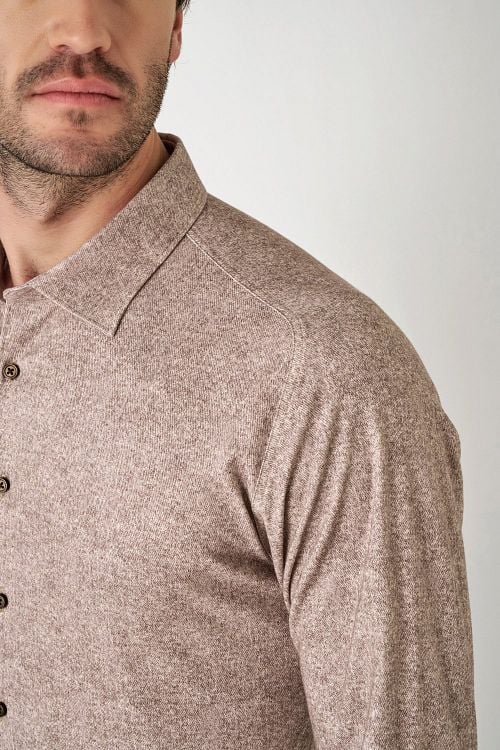 Desoto Shirt Flanel Melange Beige Model / Detail