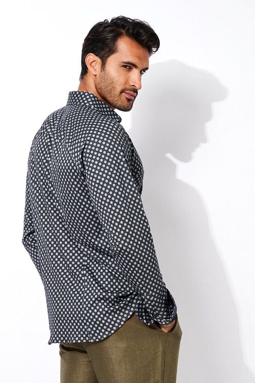 Desoto Shirt Print Dark Green Model / Zijkant