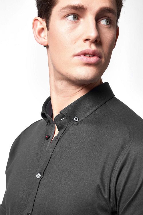 Desoto Shirt Short Sleeve Dark Grey 083 Model / Zijkant