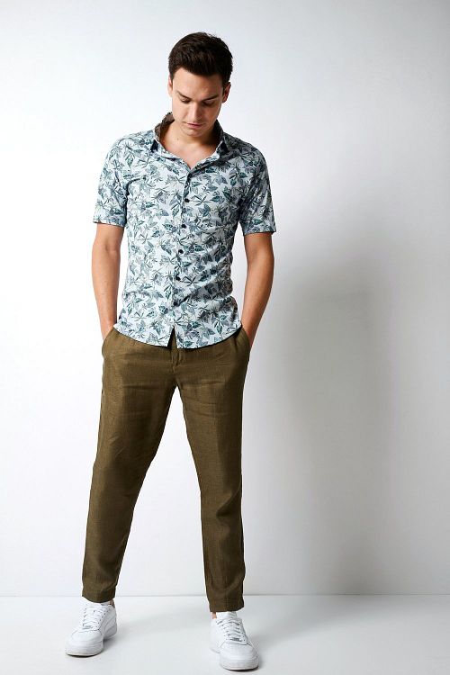 Desoto Short Sleeve Jersey Shirt Print Light Blue Model / Voorkant