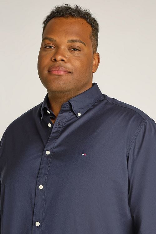 Tommy Hilfiger Big And Tall Overhemd Poplin Navy Model / Detail