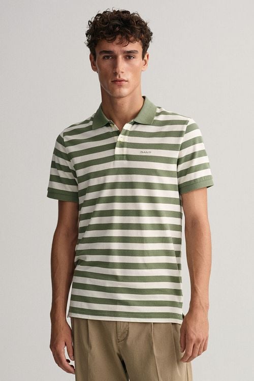 Gant Polo Shirt Stripes Green Model / Voorkant