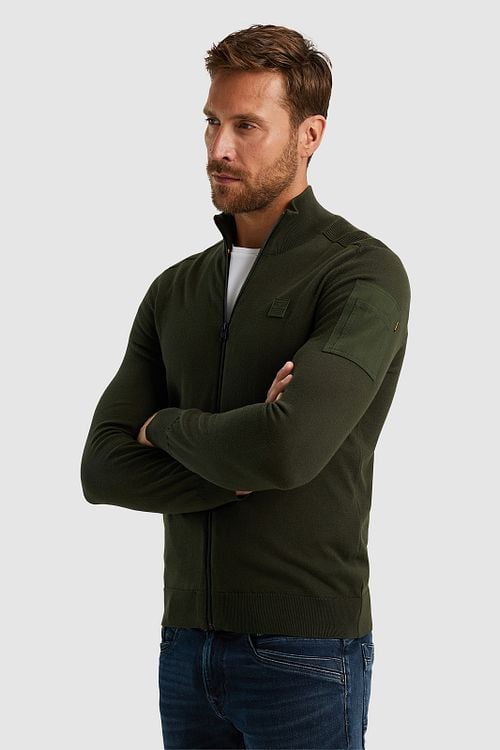 PME Legend Buckley Cardigan Olive Green Model / Voorkant