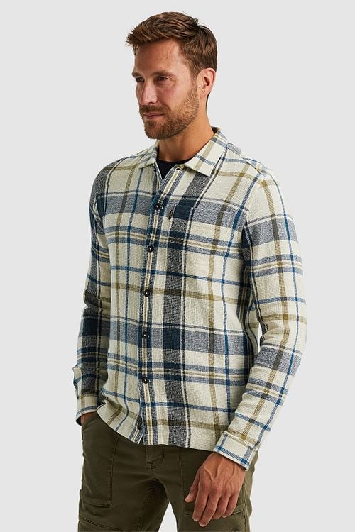 PME Legend Overshirt Checks Ecru Model / Voorkant