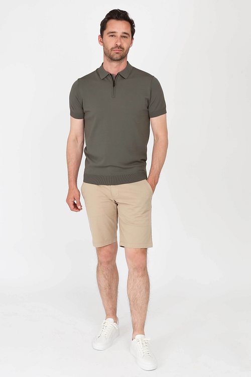 Suitable Half Zip Polo Shirt Green Model / Voorkant