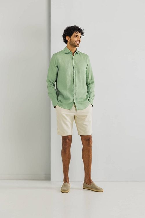 State Of Art Shirt Linen Green Model / Voorkant