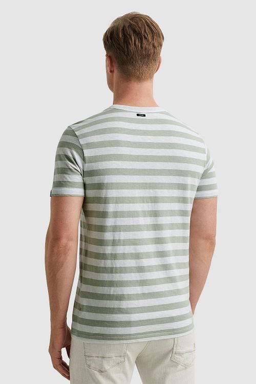 Vanguard T-Shirt Stripes Green Model / Achterkant