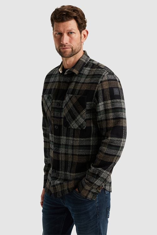 PME Legend Overshirt Checks Black Grey Model / Zijkant