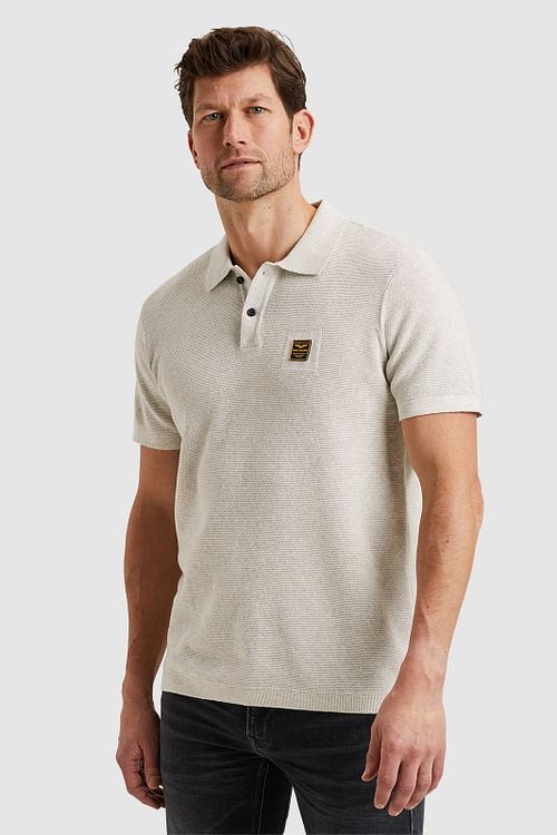 PME Legend Polo Shirt Knitted Ecru Model / Voorkant