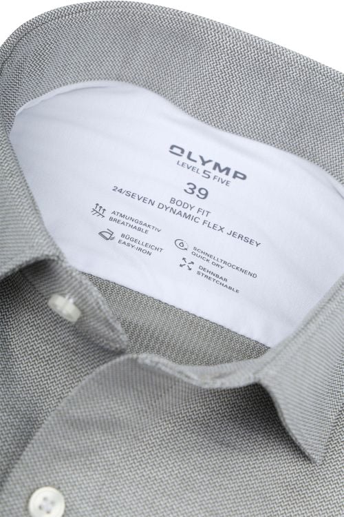 OLYMP Overhemd Level 5 24/Seven Grijsgroen Product / Detail