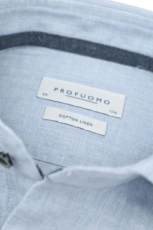 Profuomo Overhemd Linnen Blend Lichtblauw Product / Detail