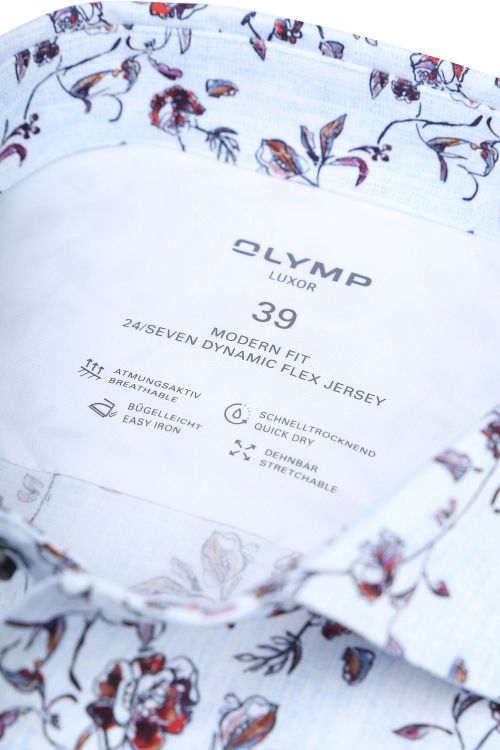Olymp Luxor Overhemd Print Bloemen Lichtblauw Product