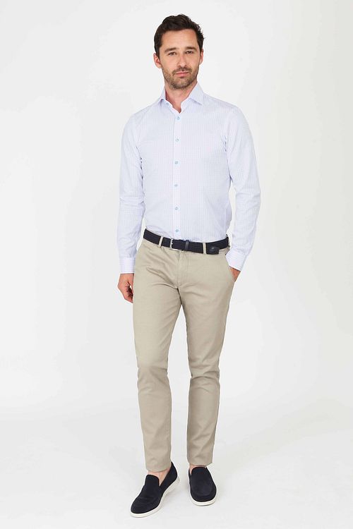 Suitable Dobby Shirt Checks Light Blue Model / Voorkant