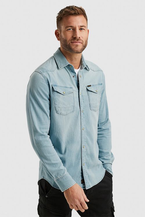 PME Legend Denim Shirt Light Blue Model / Voorkant