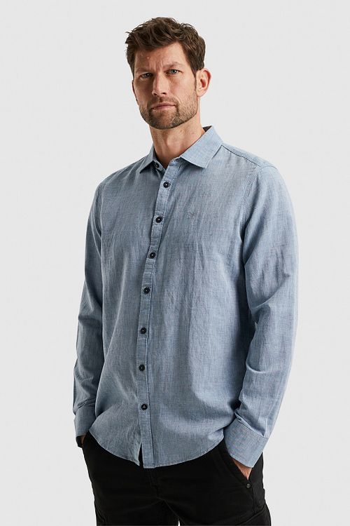 PME Legend Linen Shirt Light Blue Model / Voorkant
