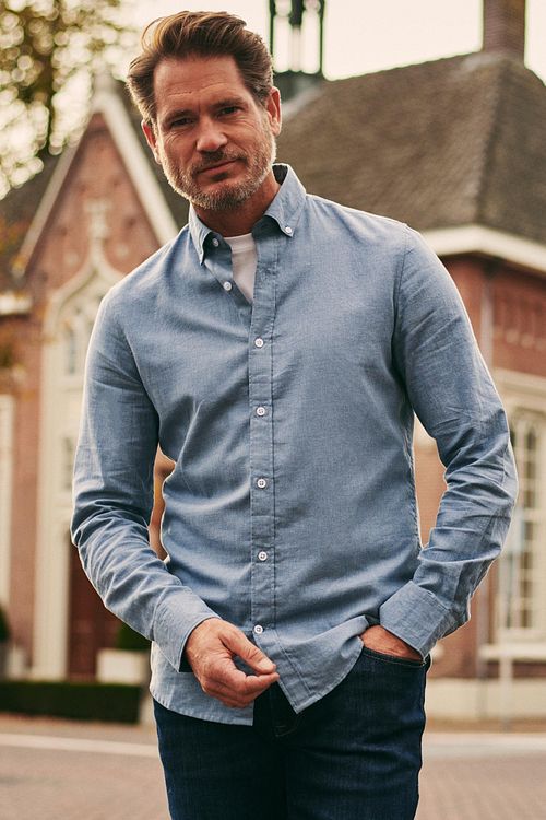 Suitable Shirt Flanel Light Blue Model / Voorkant