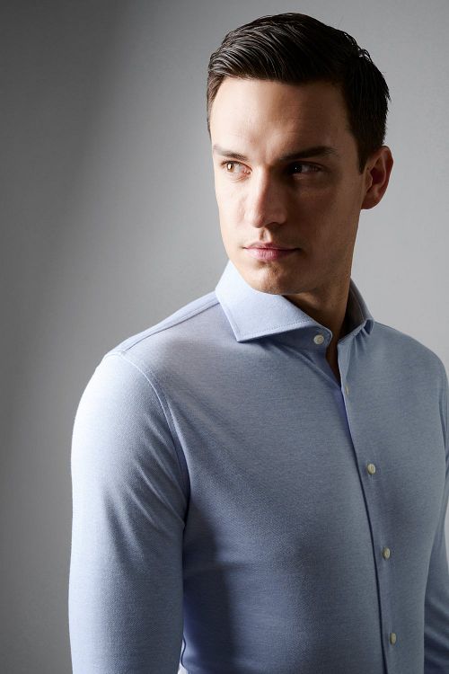 Desoto Essential Shirt Hai Piqué Light Blue Model / Detail