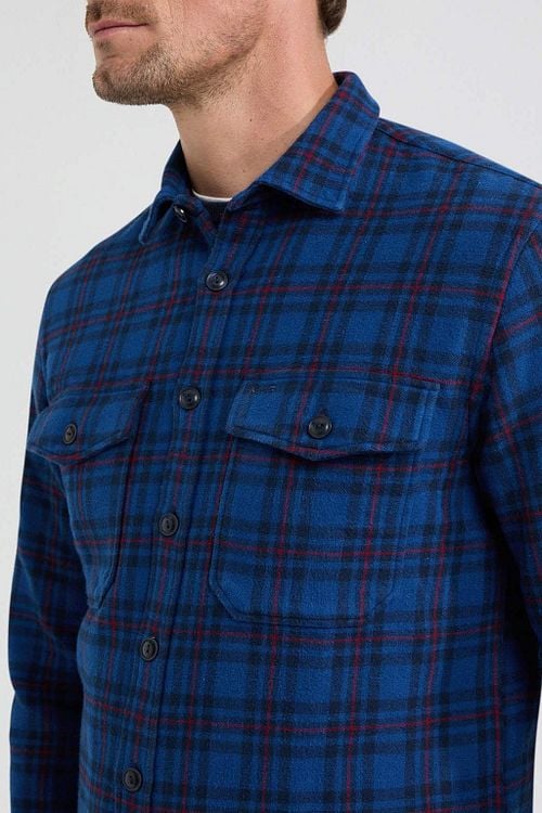 McGregor Overshirt Tartan Checks Dark Blue Model / Detail
