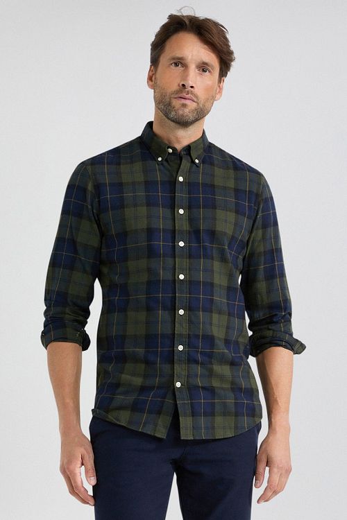 McGregor Shirt Checks Green Blue Model / Voorkant