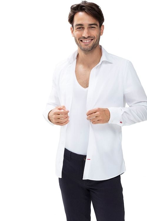 Mey T-shirt Col-V Dry Coton Blanc Model / Sfeerbeeld