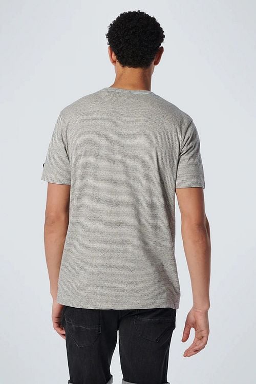 No Excess T-Shirt Streifen Melange Off-White Model / Achterkant