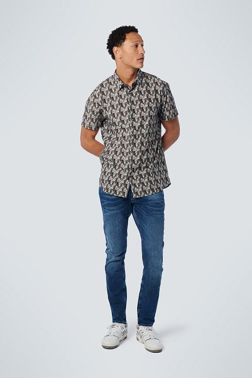 No Excess Short Sleeve Shirt Print Green Model / Voorkant