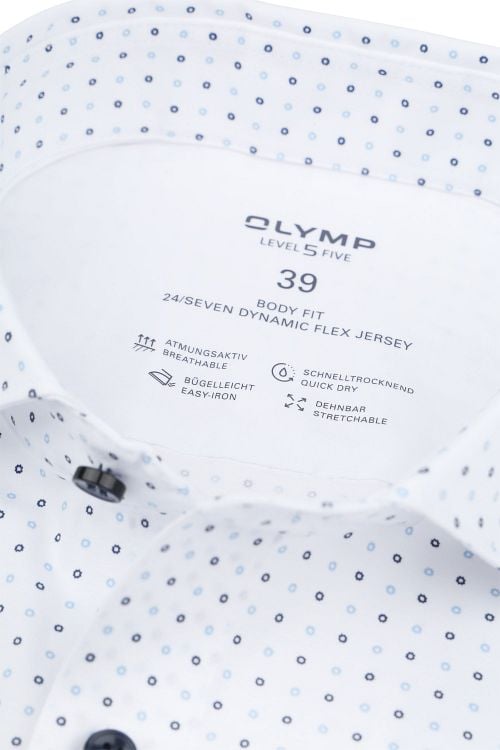 OLYMP Level 5 Overhemd Stretch Print Wit Product / Detail