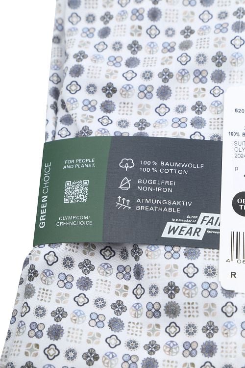 Olymp Luxor Overhemd Print Wit Beige Product / Detail