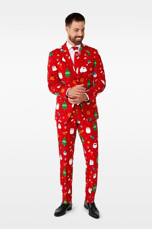 OppoSuits Festivity Rood Kostuum Model / Voorkant