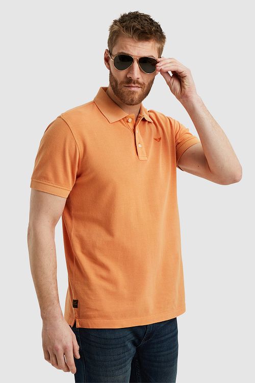 PME Legend Polo Shirt Piqué Orange Model / Zijkant
