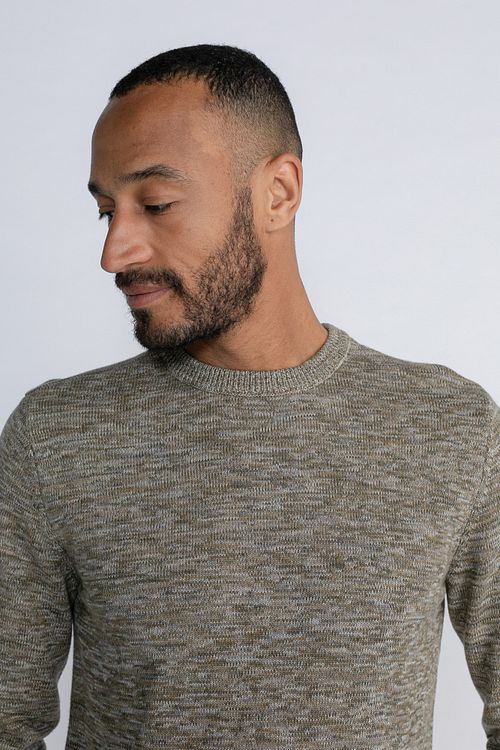 Petrol Pullover Sweater Melange Green Model / Detail