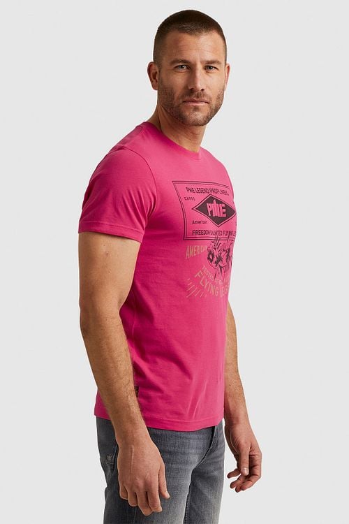 PME Legend Jersey T Shirt Logo Pink Model / Zijkant