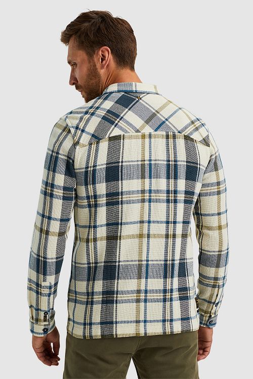 PME Legend Overshirt Checks Ecru Model / Achterkant