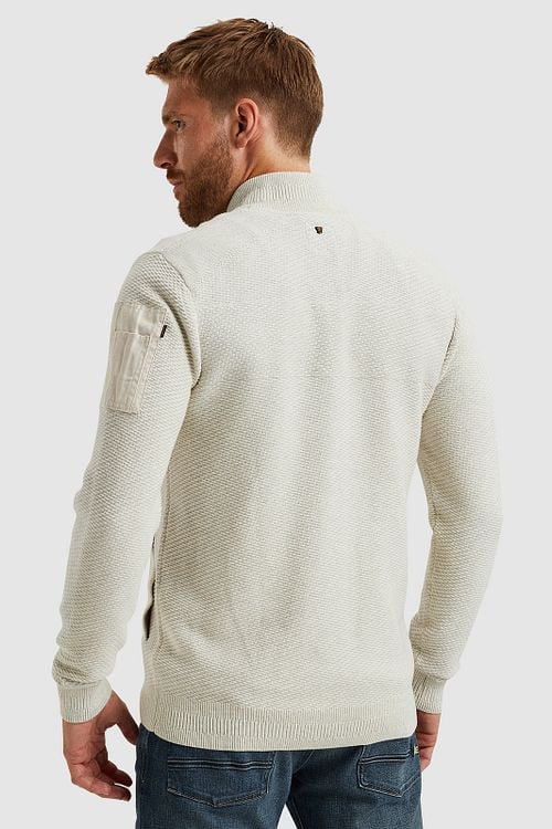 PME Legend Cardigan Cargo Knitted Ecru Model / Achterkant