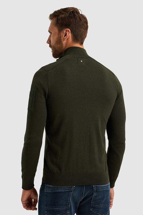 PME Legend Buckley Strickjacke Olivgrün Model / Achterkant