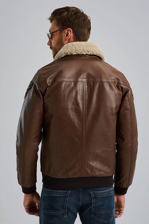 PME Legend Jacket Hudson Buff Leather Brown Model / Achterkant