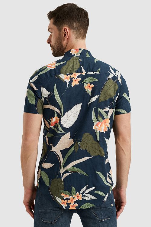 PME Legend Short Sleeve Overhemd Print Navy Model / Achterkant