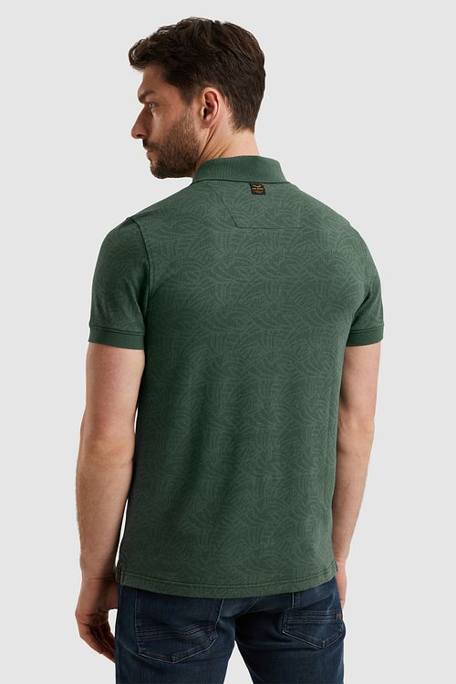 PME Legend Polo Shirt Jacquard Jersey Olive Green Model / Achterkant