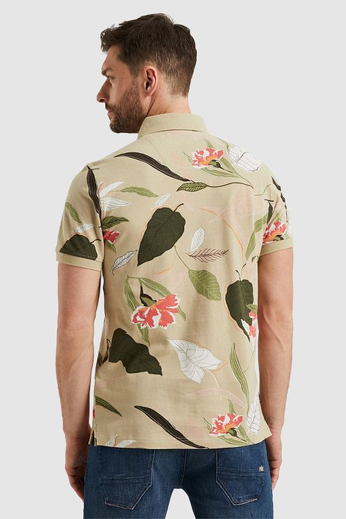 PME Legend Polo Shirt Print Beige Model / Achterkant