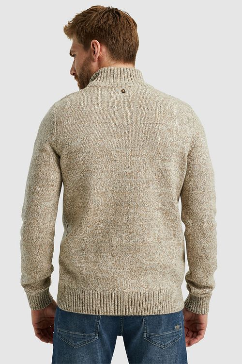 PME Legend Wolblend Half Rits Trui Ecru Model / Achterkant