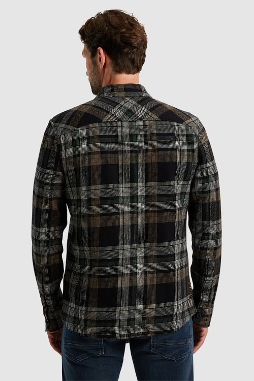 PME Legend Surchemise A Carreaux Noir Gris Model / Achterkant