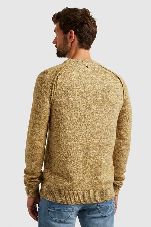 PME Legend Sweater Wool Mix Melange Yellow Model / Achterkant