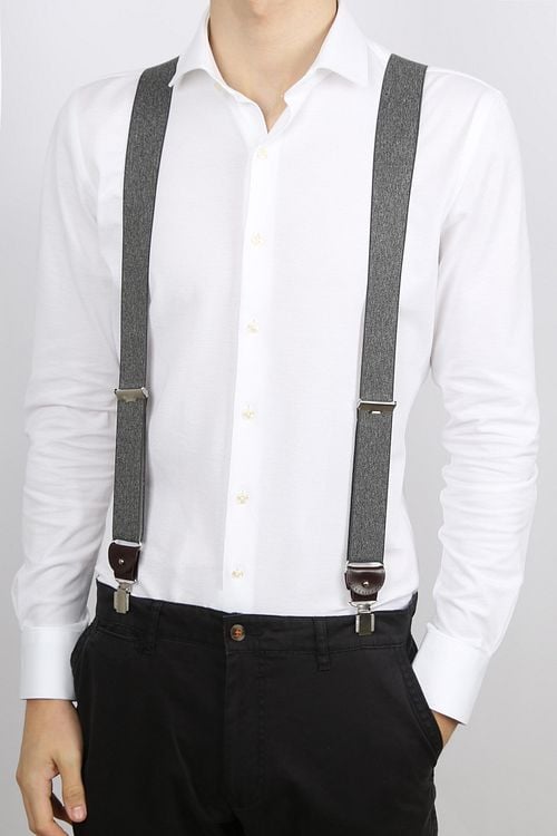Profuomo Suspenders Anthracite Melange Model / Voorkant