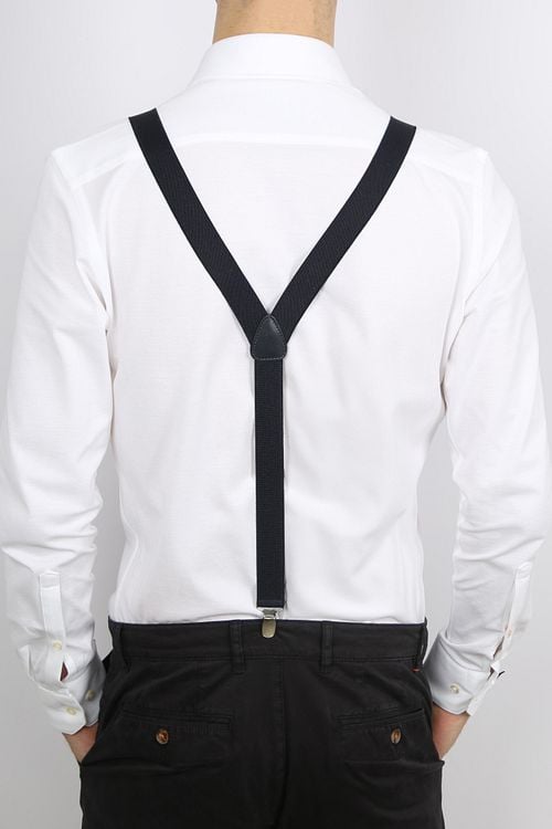 Profuomo Suspenders Solid Dark Blue Model / Achterkant