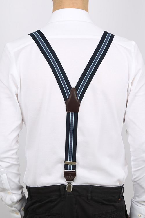 Profuomo Bretelles de Luxe Marine-Bleu Clair Model / Achterkant
