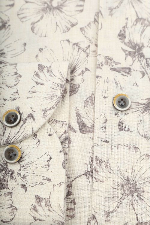 Profuomo Chemise Impression Fleurs Beige Product / Detail